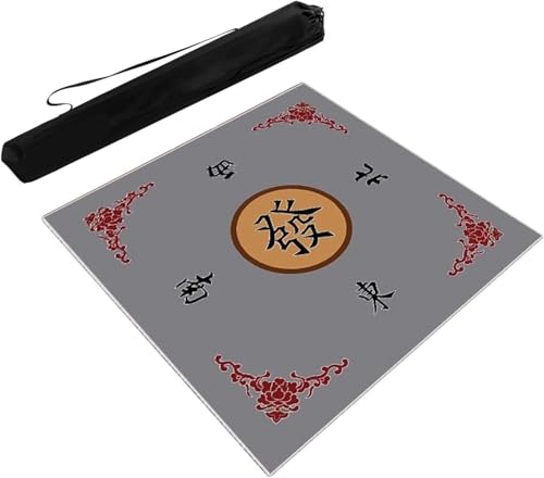 OXOLAMRIN Spielmatte mit Schutz und Tasche for Mahjong Poker Dominosteine in Mehreren Farben und Größen(Gray,33.46x33.46 in) von OXOLAMRIN