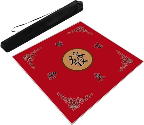 OXOLAMRIN Spielmatte mit Schutz und Tasche for Mahjong Poker Dominosteine in Mehreren Farben und Größen(Red,39.37x39.37 in) von OXOLAMRIN