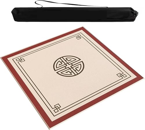 OXOLAMRIN Spieltischmatte for Mahjong-Brett, Kachel- und Kartenspiele, Mehrfarbig, mehrere Größen(Red,47.24x47.24 in) von OXOLAMRIN