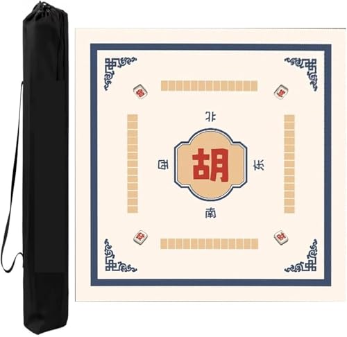 OXOLAMRIN rutschfeste Mahjong-Matte mit Geräuschreduzierung for den Tisch mit Regeln, Gaming-Abdeckung aus Polyesterfaser for Mahjong-Kartenbrettspiele(Blue,39.37x39.37in) von OXOLAMRIN
