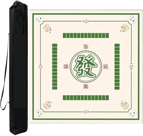 OXOLAMRIN rutschfeste Mahjong-Matte mit Geräuschreduzierung for den Tisch mit Regeln, Gaming-Abdeckung aus Polyesterfaser for Mahjong-Kartenbrettspiele(Green,35.43x35.43in) von OXOLAMRIN
