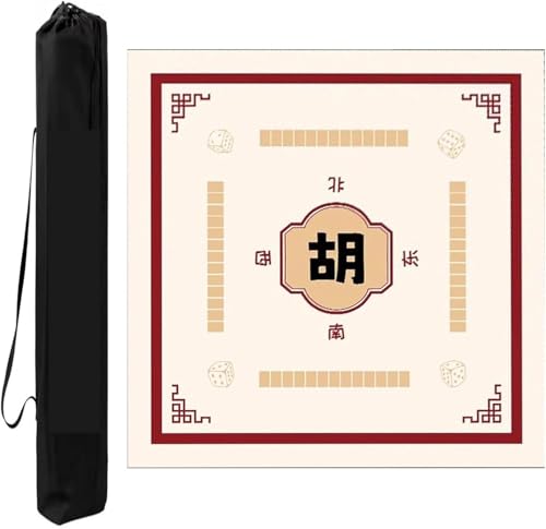 OXOLAMRIN rutschfeste Mahjong-Matte mit Geräuschreduzierung for den Tisch mit Regeln, Gaming-Abdeckung aus Polyesterfaser for Mahjong-Kartenbrettspiele(Red,39.37x39.37in) von OXOLAMRIN