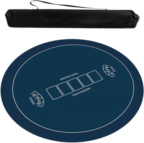 Runde Mahjong-Matte, Tischdecke für Mahjong, Blaue runde Mahjong-Matte, Spieltischdecke, rutschfest, geräuschreduzierend, Poker-Kartenbrett, Spieltischdecke mit Tragetasche(Blue-1,33.46x33.46 in) von OXOLAMRIN