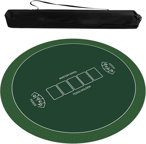 OXOLAMRIN rutschfeste und geräuschreduzierende grüne Spieltischabdeckung, runde Mahjong-Matte for Pokerkarten, Dominosteine, Brettspiele mit Tragetasche(Green-2,33.46x33.46 in) von OXOLAMRIN