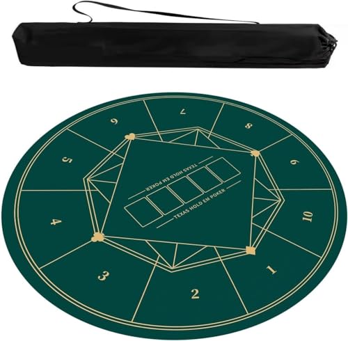 Runde Mahjongmatte, Tischdecke für Mahjong, Rutschfest und Geräuschreduzierung Grüner Spieltischabdeckung Runde Mahjongmat for Poker-Karten-Dominospiel mit Tragetasche(Green-3.23.62x23.62in) von OXOLAMRIN