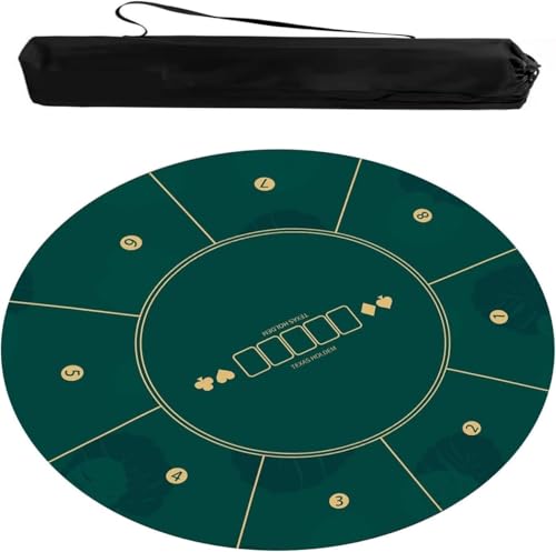 OXOLAMRIN rutschfeste und geräuschreduzierende grüne Spieltischabdeckung, runde Mahjong-Matte for Pokerkarten, Dominosteine, Brettspiele mit Tragetasche(Green-4,29.53x29.53 in) von OXOLAMRIN