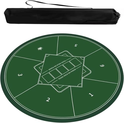 OXOLAMRIN rutschfeste und geräuschreduzierende grüne Spieltischabdeckung, runde Mahjong-Matte for Pokerkarten, Dominosteine, Brettspiele mit Tragetasche(Green-1,39.37x39.37 in) von OXOLAMRIN