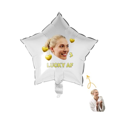 Helium Luftballons mit Foto, Stück OXYEFEI Personalisierte Ballon Stern 13 Farben Sternballon Weiss 45cm Geburtstag Herz Luftballon Heliumgefüllt für Party Dekoration Hochzeit Weihnachten von OXYEFEI