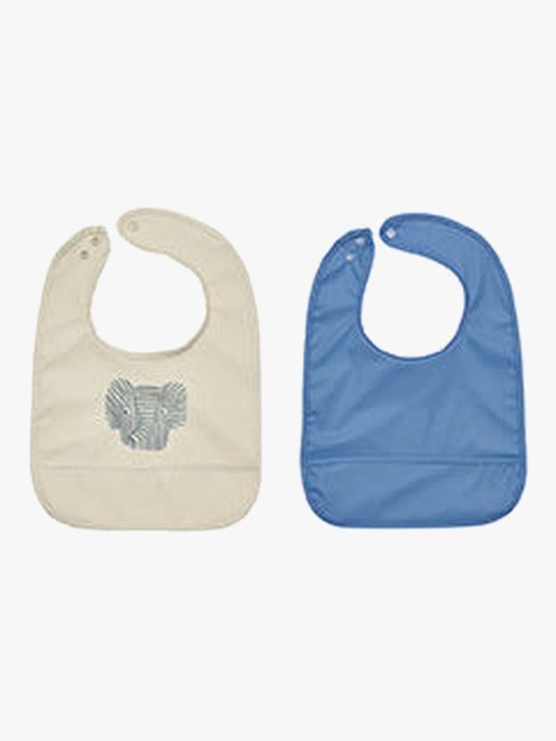 OYOY Erik Elefant Lätzchen 2er-Pack, Beige/Blue von OYOY
