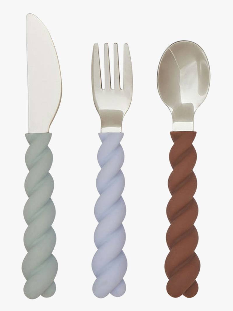 OYOY Mellow Besteck 3er-Pack, Pale Mint/Choko/Ice Blue OYOY Mellow Besteck 3er-Pack, Pale Mint/Choko/Ice Blue von OYOY