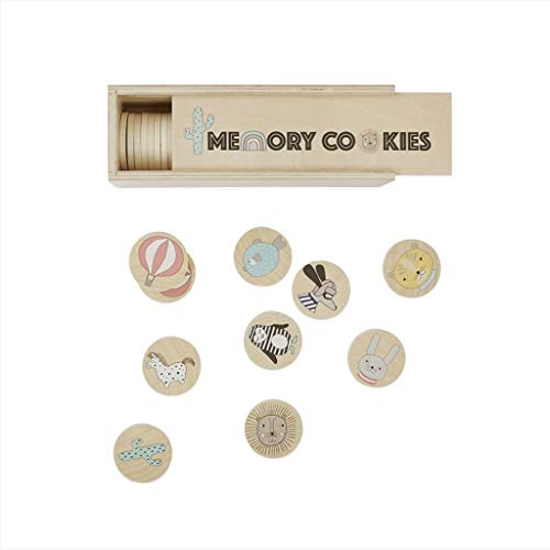 OYOY Mini Memory Spiel aus Holz - Kindermemory für Jungen und Mädchen - 36 Runde Memory Holzsteine mit Tieren und Ballons von OYOY