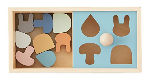 OYOY Mini Wooden Puzzle Box Motorik Spielzeug - Formen-Sortierspiel Baby Kinder Holz Natur Pastell von OYOY