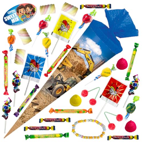 OYOY Schultüte gefüllt mit Süßigkeiten Mix I Schultüte Baufahrzeuge I Schultüte 35 cm I kleine Schultüte fertig gefüllt I Geschwister Schultüte I Zuckertüte klein I Einschulung Geschenk OYOY Schultüte gefüllt mit Süßigkeiten Mix I Schultüte Baufahrzeuge I Schultüte 35 cm I kleine Schultüte fertig gefüllt I Geschwister Schultüte I Zuckertüte klein I Einschulung Geschenk von OYOY