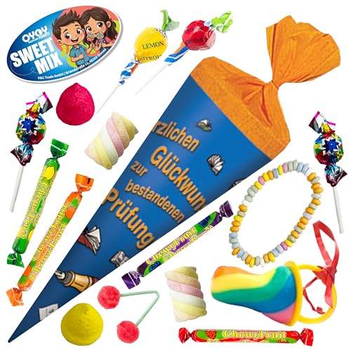 OYOY Schultüte gefüllt mit Süßigkeiten Mix I Schultüte Glückwunsch bestandene Prüfung I Schultüte 22cm I kleine Schultüte zur Prüfung I Geschwister Tüte I Zuckertüte klein I Abschluss Geschenk von OYOY