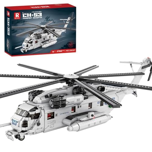 OYTOCLKU 2192 Blocks CH-53E Super Hengst Transport Hubschrauber 33037 Militärhubschrauber Bausteine Set, MOC Militärhubschrauber Modellbausatz für Erwachsene und Jugendliche von OYTOCLKU