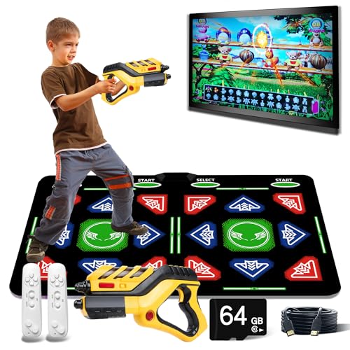 HDMI-Tanzmatte mit einer Bewegungspistole,aufgerüstete 64GB Speicher,1022 Spiele,885 Lieder,81 MTVs,Vereint Tanz,Schießspiele,Sport & Denkspiele.Ideal als Geschenk für Kinder. Aus Flanell gefertigt HDMI-Tanzmatte mit einer Bewegungspistole,aufgerüstete 64GB Speicher,1022 Spiele,885 Lieder,81 MTVs,Vereint Tanz,Schießspiele,Sport & Denkspiele.Ideal als Geschenk für Kinder. Aus Flanell gefertigt von OZLET