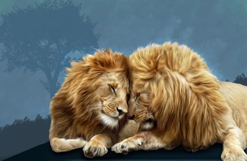 OZLHSP Puzzle mädchen 3D Puzzle 1500 Teile Löwen Große Tiere 87x57cm von OZLHSP