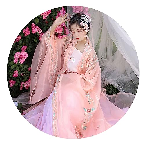 Alte Chinesische Traditionelle Kostüm Frauen Sommer Dünne Stil Super Unsterblich Elegant Kostüm,S=152-160cm,Pink von OZMDXKJ
