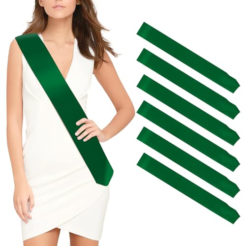 Schärpe 6 Stück Grün Schärpen Blank Party Zubehör Schärpe Bedrucken Individuelle Satin Schärpe DIY Schärpe Unbedruckte Schärpe Für Geburtstag Hochzeit Bachelorette Party Junggesellinnenabschied von OZOSHINE