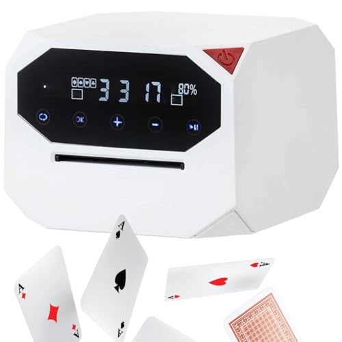 Automatischer Kartenmischer Und Kartengeber, 360° Oder 180° Drehbare Kartenmischmaschine, Leiser, Wiederaufladbarer, Batteriebetriebener Kartenmischer Und Kartengeber, Unterstützt 8 Spieler(White) von OZPPM