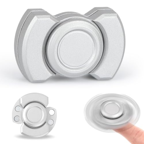 Fidget Toys, Fidget Spinner, 3-in-1-Fingerrotator Aus Legierung (Drehen, Klicken, Schieben), Spielzeug Zur Linderung Von Angstzuständen/Stress Und ADHS Bei Erwachsenen Und Kindern(Silver) von OZPPM