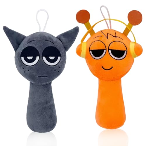 OZXVXZO 2pcs Sprrunki Plush, 21-24 cm Sprrunki Plushies Kuscheltier, Sprrunki Spielzeug Figure für Jungen Mädchen Kinder Fans Geburtstag Geschenk (Grau,Oren) von OZXVXZO