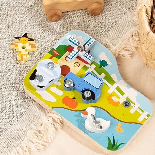 OZXVXZO Montessori Spielzeug ab 3-6 Jahre, Educational Toys, Busy Board Holzspielzeug, Schraubendreher Brett,Kinder Lernspielzeug, Farm-Thema Motorikspielzeug, Geschenk für Mädchen Jungen OZXVXZO Montessori Spielzeug ab 3-6 Jahre, Educational Toys, Busy Board Holzspielzeug, Schraubendreher Brett,Kinder Lernspielzeug, Farm-Thema Motorikspielzeug, Geschenk für Mädchen Jungen von OZXVXZO