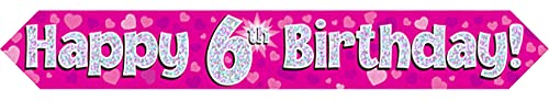 OakTree 1.585.930,3 cm Happy 6th Birthday Folie holografisches Banner, Pink OakTree 1.585.930,3 cm Happy 6th Birthday Folie holografisches Banner, Pink von OakTree