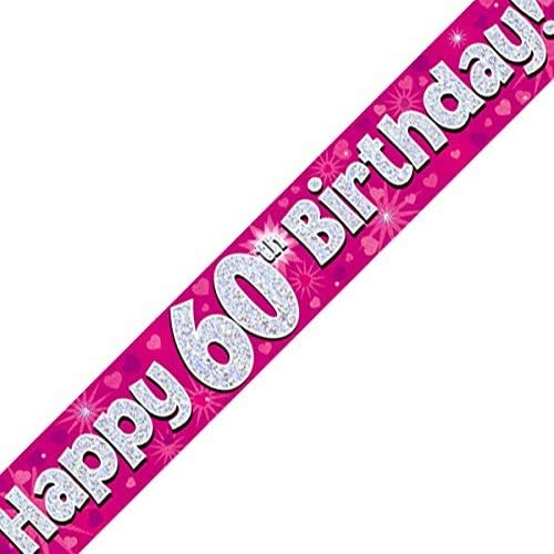 OakTree 1.586.379,9 cm Folie holografisches Banner Happy 60th Birthday, Pink von OakTree