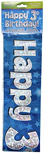 OakTree 1.586.588,1 cm Happy 3rd Birthday Folie holografisches Banner, blau von OakTree