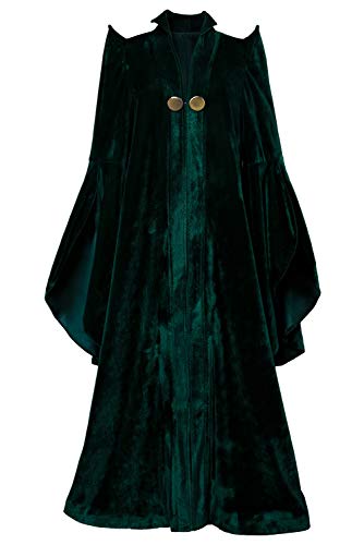 Oakamy Minerva Mcgonagall Kostüm Hexe Vampir Robe Zauberer Magier Halloween Karneval Cosplay Zauberin Kleid Kragen Umhang Lange Umhang Umhang, grün, 46, XL von Oakamy