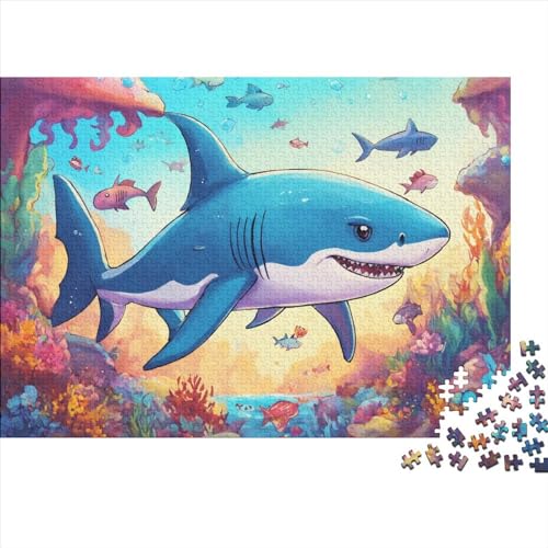 500 Teile Shark Puzzles Für Erwachsene Teenager Cartoon Stress Relief Familie Puzzle Spiel Wandkunst 500 Stück Puzzle Pädagogisches Spiel Spielzeug Geschenk 500pcs (52x38cm) von OakiTa