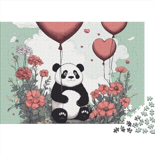 Cartoon Panda Premium Holz Puzzles 500 Teile Love Theme,Geburtstagsgeschenk,Geschenke Für Frauen,Wandkunst Für Erwachsene Und Jugendliche Schwierige Und Herausforderung Geschenke 500pcs (52x38cm) von OakiTa