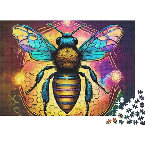 Cute Bee Premium Holz Puzzles 300 Teile Cartoon,Geburtstagsgeschenk,Geschenke Für Frauen,Wandkunst Für Erwachsene Und Jugendliche Schwierige Und Herausforderung Geschenke 300pcs (40x28cm) von OakiTa