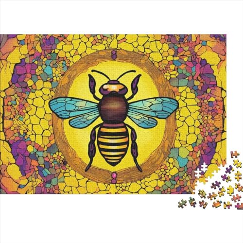 Cute Bee Premium Holz Puzzles 500 Teile Cartoon,Geburtstagsgeschenk,Geschenke Für Frauen,Wandkunst Für Erwachsene Und Jugendliche Schwierige Und Herausforderung Geschenke 500pcs (52x38cm) von OakiTa