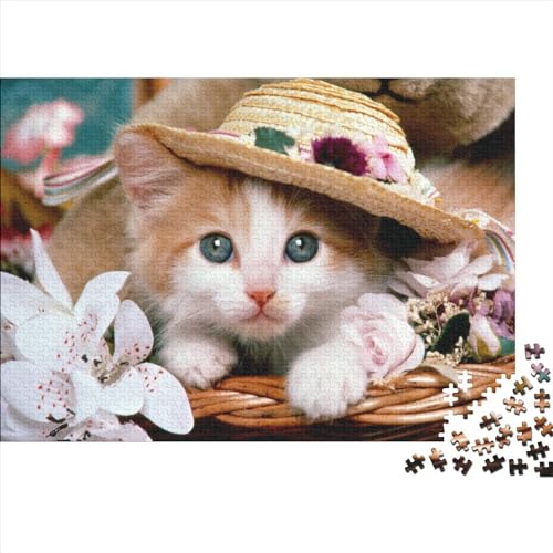 Cute Cat 300 Teile Puzzles for Erwachsene Cute Animals Premium Wooden Gifts Large Puzzles Educational Game Toy Gift for Wall Decoration Birthday Present 300pcs (40x28cm) von OakiTa