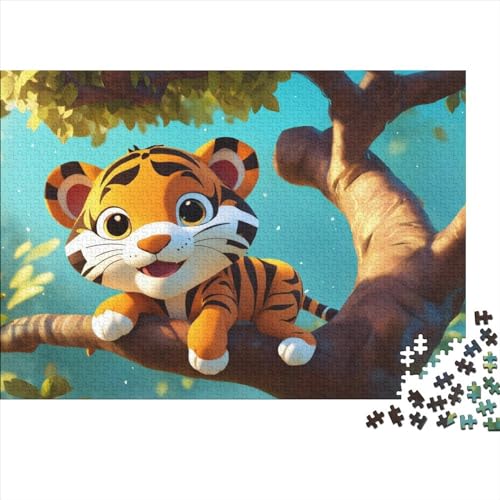 Cute Tiger Puzzle 1000 Teile Cartoon Puzzles Für Erwachsene Und Jugendliche,Unmögliche Puzzle Premium Holzpuzzle Home Spielzeug Dekoration Puzzle Geschenke 1000pcs (75x50cm) von OakiTa