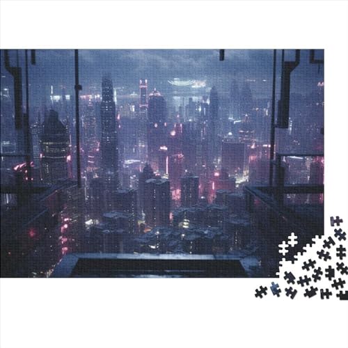 Cyberpunk 1000 Piece Puzzle Future City Puzzle for Adults, Skill Game for The Whole Family, for Adults Stress Relieve Game Toy Gift for Adults and Children from 14 Years 1000pcs (75x50cm) von OakiTa