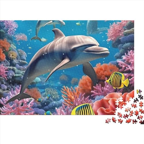 Delphine Puzzle Für Erwachsene,Puzzle 1000 Teile Herausforderndes Puzzles,Geschicklichkeitsspiel Für Die Ganze Familie,Bunte Fliesen Spielzeug Spiel,Geschenke 1000pcs (75x50cm) von OakiTa