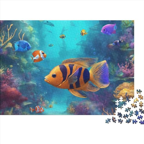 Fish Premium Holz Puzzles 300 Teile Ocean Animal,Geburtstagsgeschenk,Geschenke Für Frauen,Wandkunst Für Erwachsene Und Jugendliche Schwierige Und Herausforderung Geschenke 300pcs (40x28cm) von OakiTa
