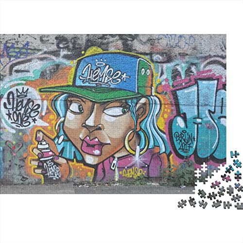 Graffiti Kunst 300 Teile Puzzle Für Erwachsene Hiphop Street Premium Holzpuzzle Große Puzzles Jugendliche Spiel Spielzeug Geschenk Für Wanddekoration Geburtstagsgeschenk 300pcs (40x28cm) von OakiTa