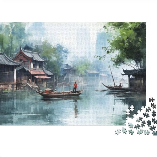 I'll Wait for You in Xitang Puzzle 1000 + Puzzle for Adults, Ink and Wash Skill Game for The Whole Family, for Adults Stress Relieve Game Toy Gift for Adults and Children from 14 Years 1000pcs (75x50 von OakiTa