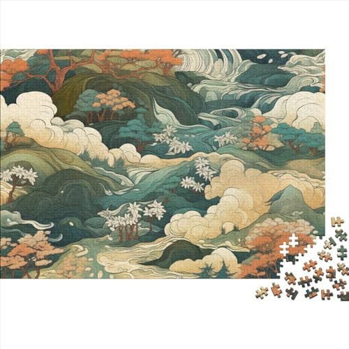 Mountain Landscape Painting 1000 Pieces, Puzzle for Adults, Apricot Blossoms Bloom All Over The MountainPuzzle Game, for Adults Stress Relieve Game Toy Gift for Adults and Children from 14 Years 100 von OakiTa