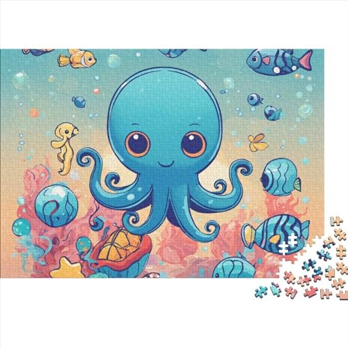 Ocean Animal 1000 Teile Puzzles for Erwachsene Octopus Premium Wooden Gifts Large Puzzles Educational Game Toy Gift for Wall Decoration Birthday Present 1000pcs (75x50cm) von OakiTa