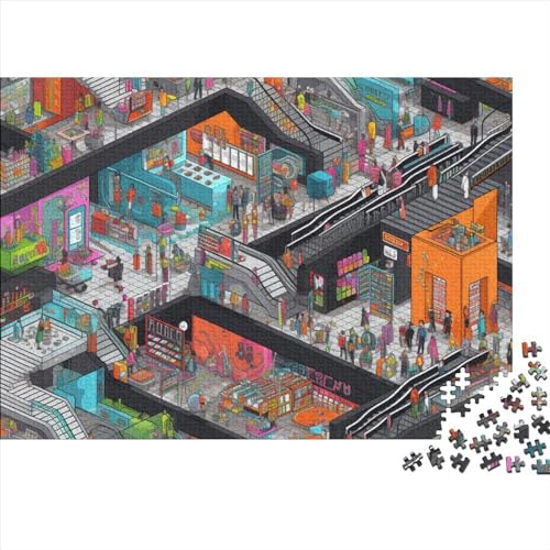 Pixel Graph 1000 Piece Puzzle Impossible Puzzle, Pixel CitySkill Game for The Whole Family, for Adults Stress Relieve Game Toy Gift for Adults and Children from 14 Years 1000pcs (75x50cm) von OakiTa