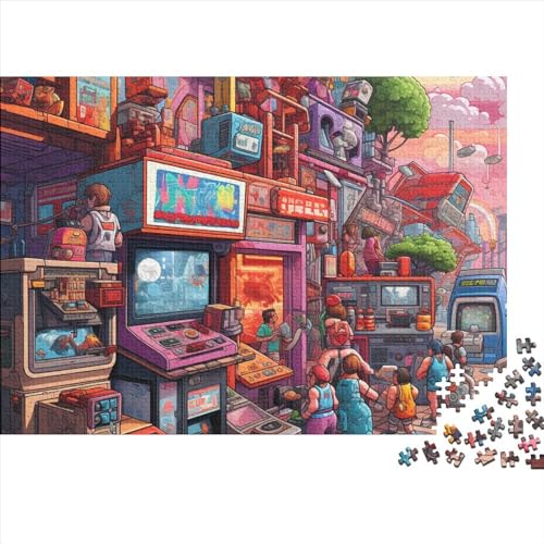 Pixel Graph 1000 Pieces, Puzzle for Adults, Pixel CityPuzzle Game, for Adults Stress Relieve Children Educational for Adults and Children from 14 Years 1000pcs (75x50cm) von OakiTa