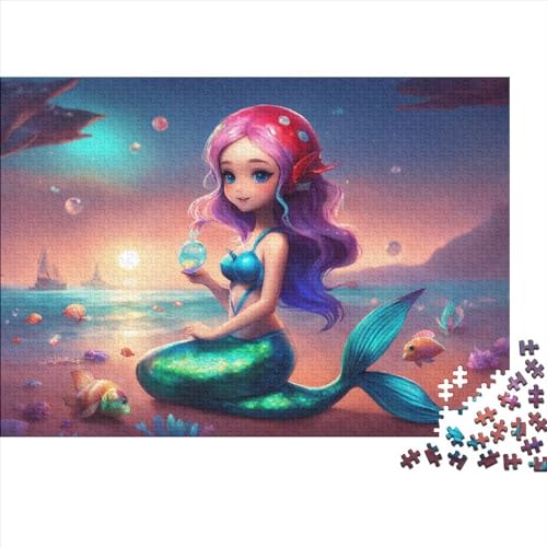 Puzzle 1000 Teile Cute Mermaid Erwachsene Puzzle,Spiel Puzzles Für Erwachsene,Cartoon Puzzle,Geburtstagsgeschenk,Geschenke Für Frauen Premium Holzpuzzle 1000pcs (75x50cm) von OakiTa