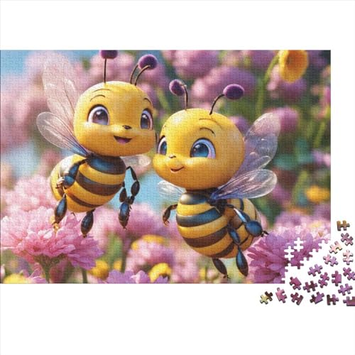 Puzzle 300 Teile Cute Bee,Cute Animals Puzzles Für Erwachsene Jugendliche,unmögliches Puzzle Spielzeug,buntes Fliesenspiel,Geschicklichkeitsspiel Für Die Ganze Familie Geschenke 300pcs (40x28cm) von OakiTa