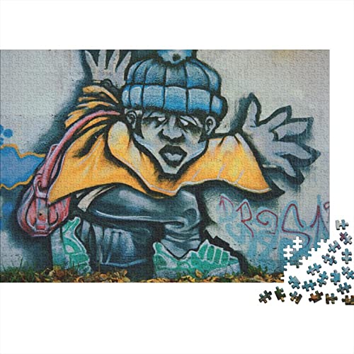 Puzzle Graffiti Kunst 300 Teile Puzzles Für Erwachsene Spielzeug,Hiphop Street Puzzle Premium Holzpuzzle Geburtstagsgeschenk,Geschenke Für Frauen,Wandkunst 300pcs (40x28cm) von OakiTa