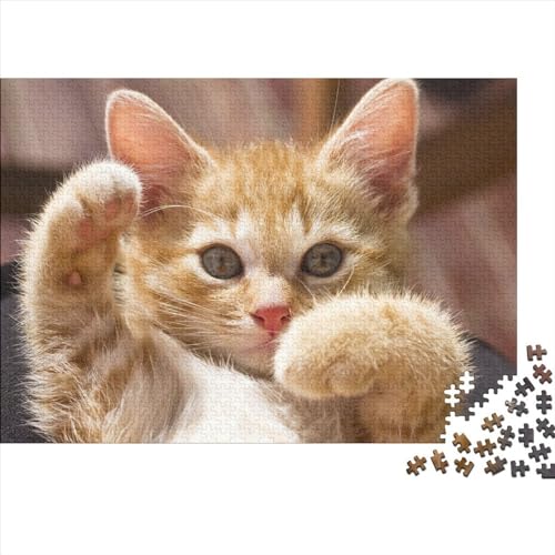 Puzzle Haustier Katze 1000 Teile Puzzles Für Erwachsene Spielzeug,Süße Tiere Puzzle Premium Holzpuzzle Geburtstagsgeschenk,Geschenke Für Frauen,Wandkunst 1000pcs (75x50cm) von OakiTa